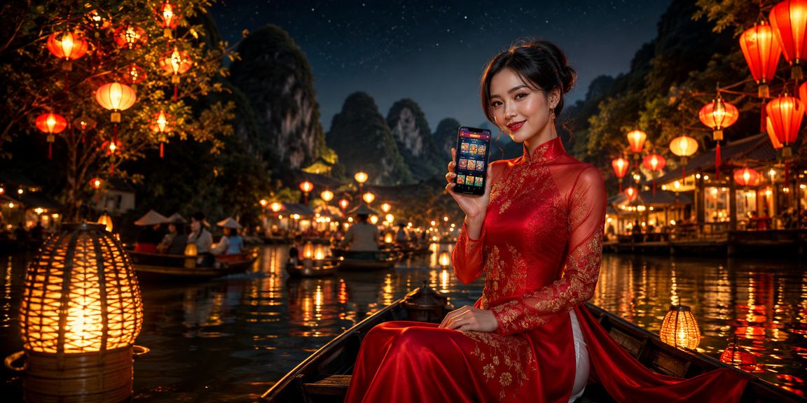 Khung cảnh Hội An về đêm với người dùng tận hưởng trải nghiệm cá cược VIP trên thiết bị di động